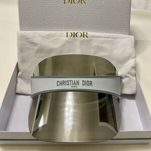 Dior White Branded Mirrored Visor
